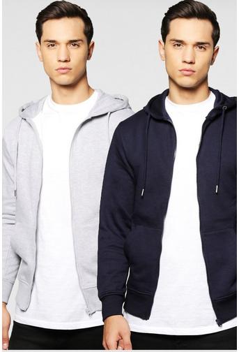 2 Pack Zip Through Hoodie