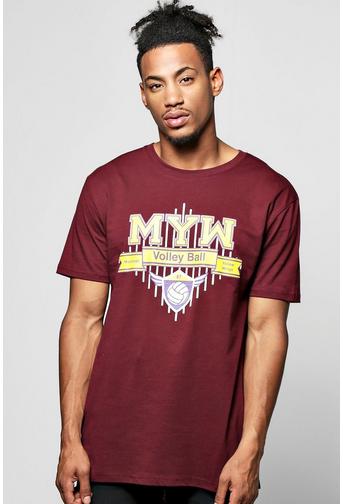 Longline College Print T Shirt