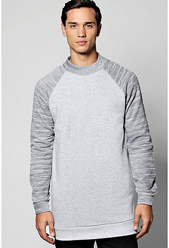 Longline High Neck Sweatshirt With Raglan Sleeves