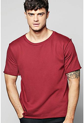 Oversized Woven Raw Edge T-Shirt