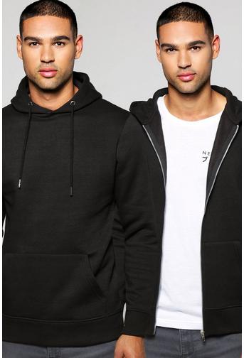 Hoodie And Zip Through Hoodie 2 Pack
