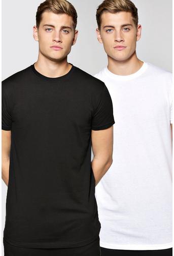 2 Pack Longline T Shirt With Curved Hem