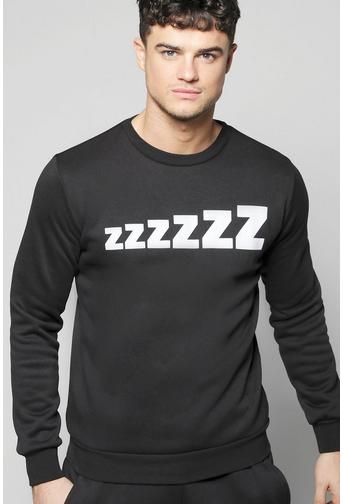 Zzz Print Crew Neck Sweatshirt