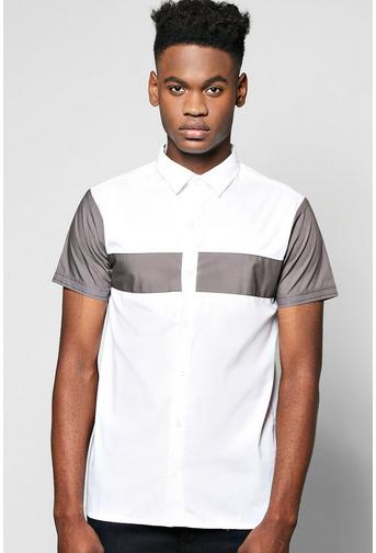 Contrast Panel Short Sleeve Shirt