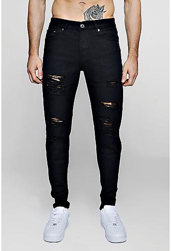 Skinny Fit Rigid Jeans With Extreme Rips