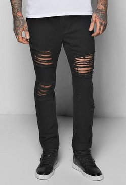 Skinny Fit Rigid Destroyed Cropped Jeans