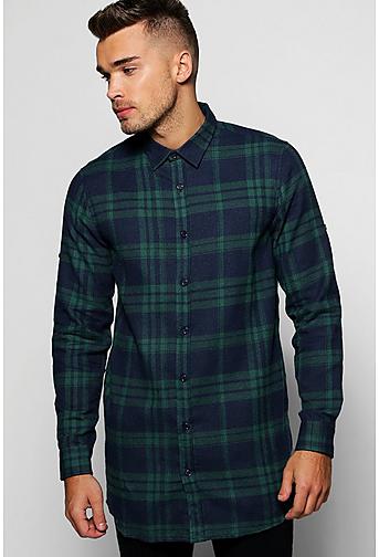 Longline Check Shirt With Back Zip