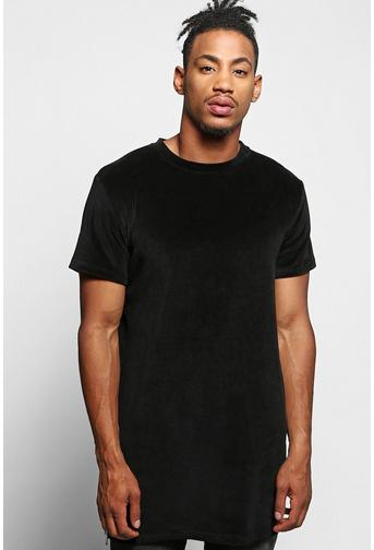 Longline Velour T-Shirt With Side Zips