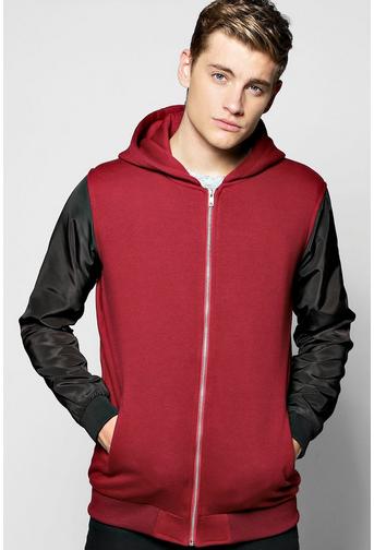 Jersey Lined MA1 Bomber Jacket with Nylon Sleeves