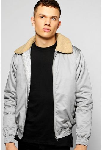 Padded Harrington Jacket with Borg Collar