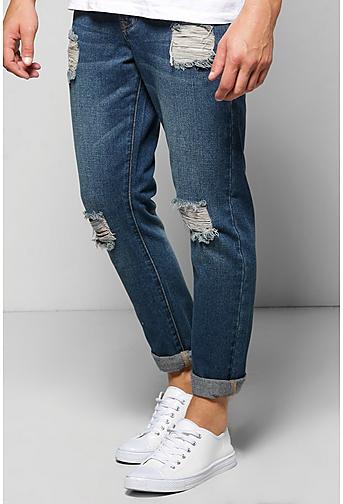 Slim Fit Ripped Denim Jeans
