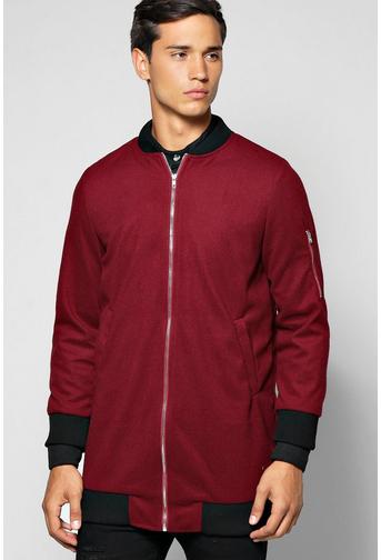 Longline Coat With MA1 Shoulder Zip