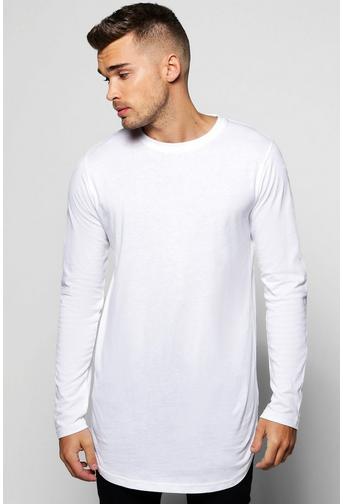 Long Sleeve Longline T Shirt with Scoop Hem