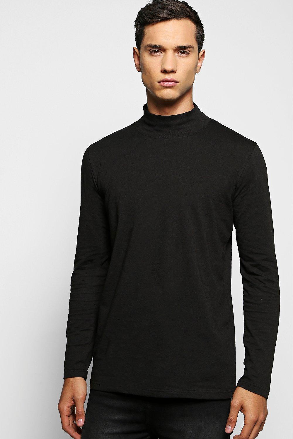 Boohoo Mens Long Sleeve High Neck T Shirt