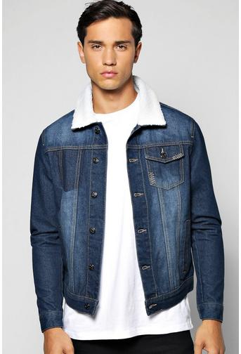 Denim Jacket With Borg Collar