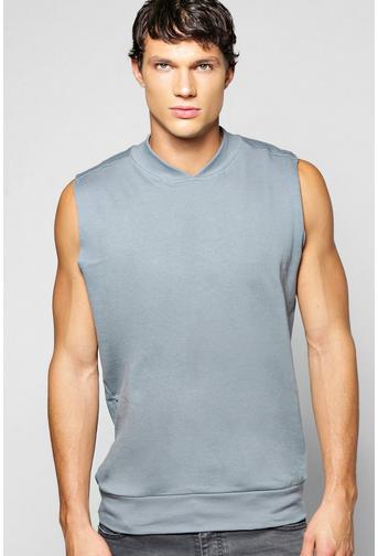 Bomber Neck Sleeveless Sweatshirt
