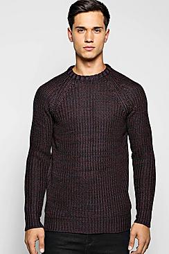 Heavy Knit Mixed Colour Crew Neck Sweater