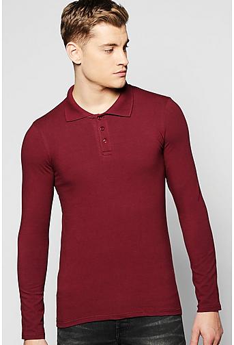 Long Sleeve Muscle Fit Polo In Jersey