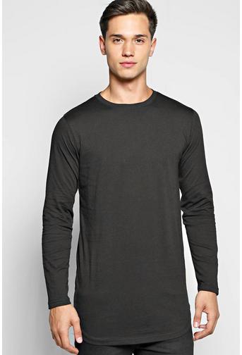 Long Sleeve Longline Scoop Hem T Shirt