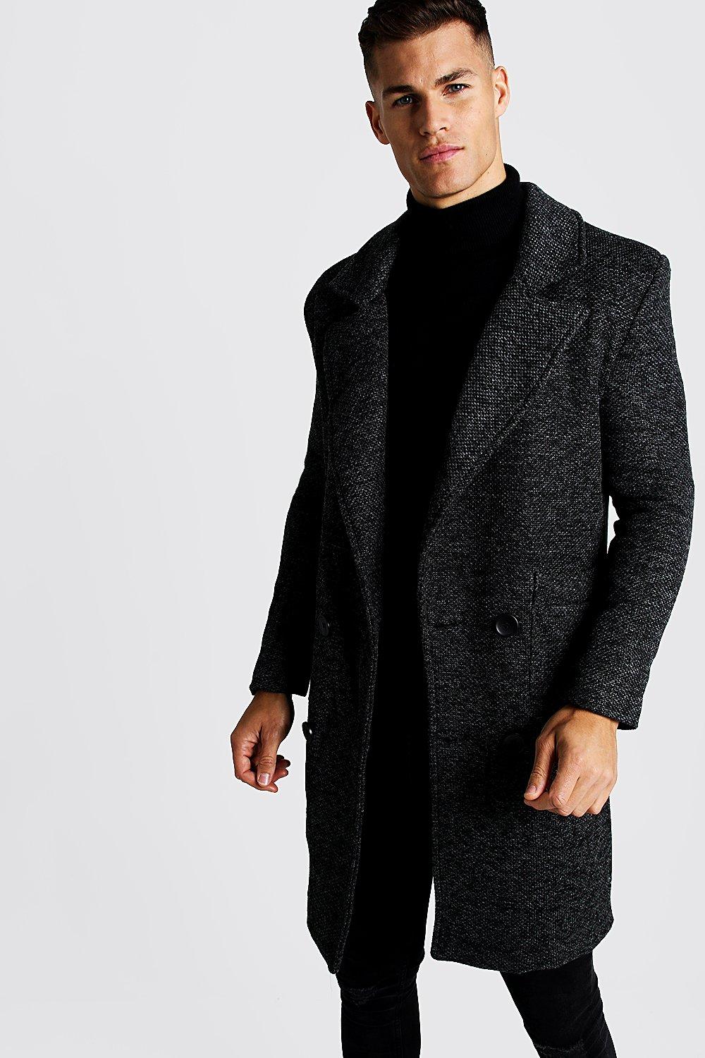Textured 3/4 Smart Lined Overcoat from BoohooMan.com