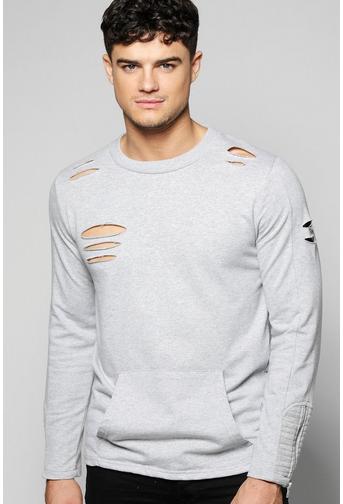 Distressed Biker Sweatshirt