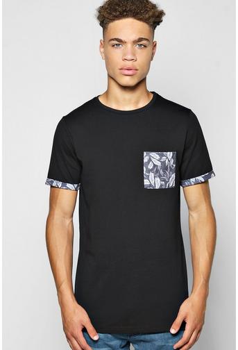 Pocket Print T Shirt With Turn Up Cuff