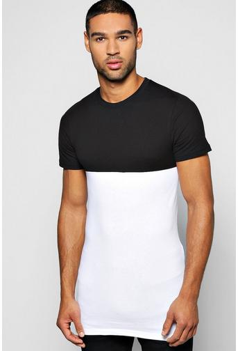 Skater Length Colour Block Muscle Fit T Shirt