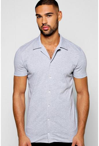 Short Sleeve Revere Collar Jersey Shirt