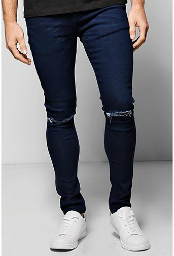 Super Skinny Stretch Jeans with Ripped Knees