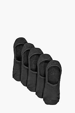 5 Pack Plain Invisible Socks With Grips