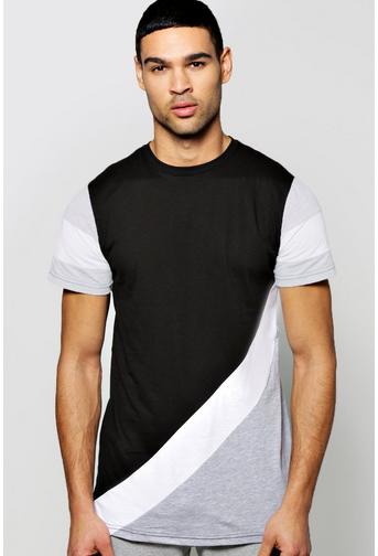 Diagonal Pieced T Shirt