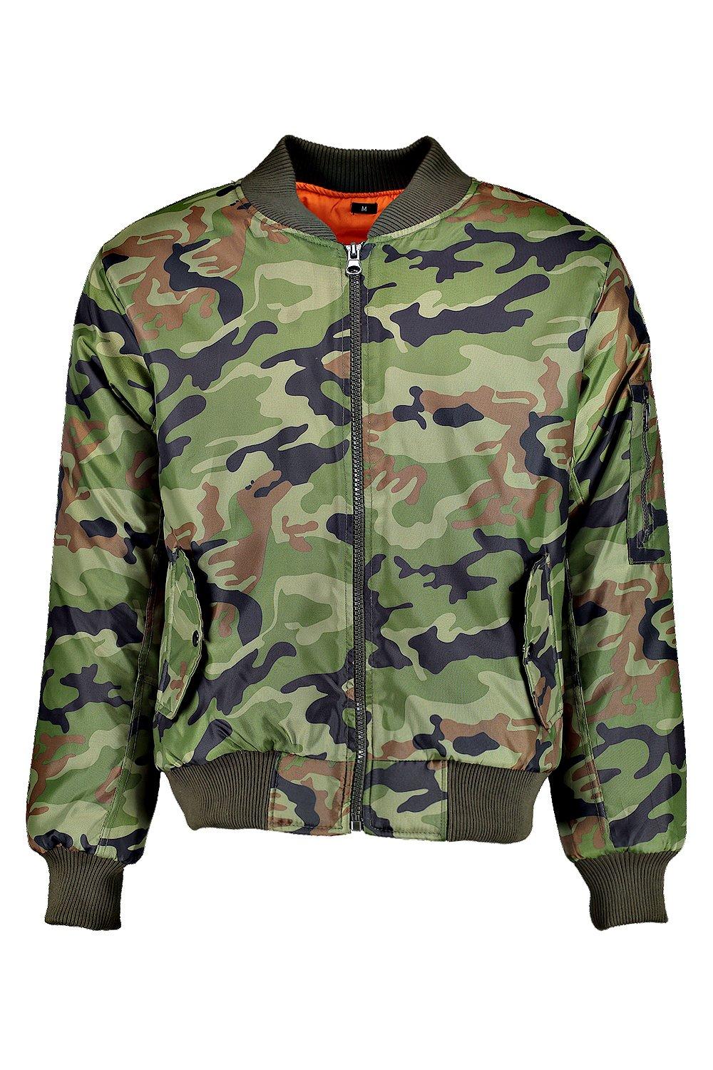 Boohoo Mens Camo Ma1 Bomber Jacket 