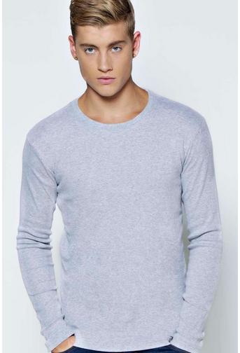 Long Sleeve Crew Neck Ribbed T Shirt