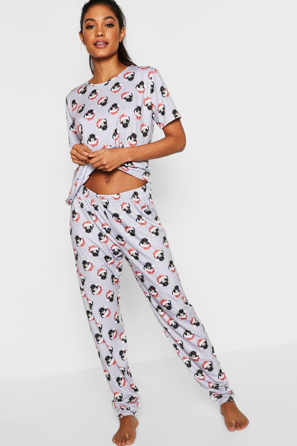 Нарядные Пижамные брюки с изображением мопса Набор