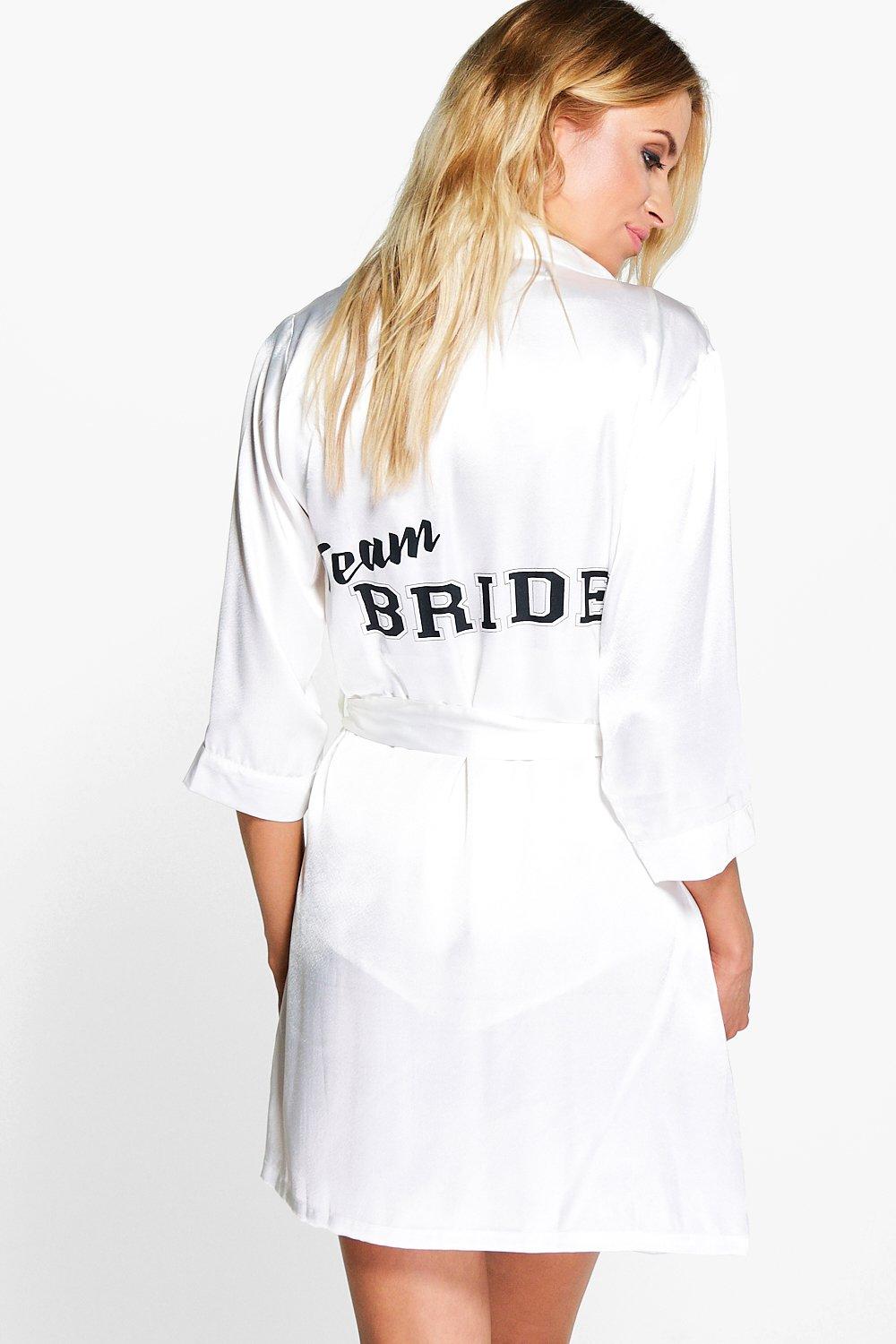 Boohoo Womens Ella Team Bride Satin Kimono Robe | eBay