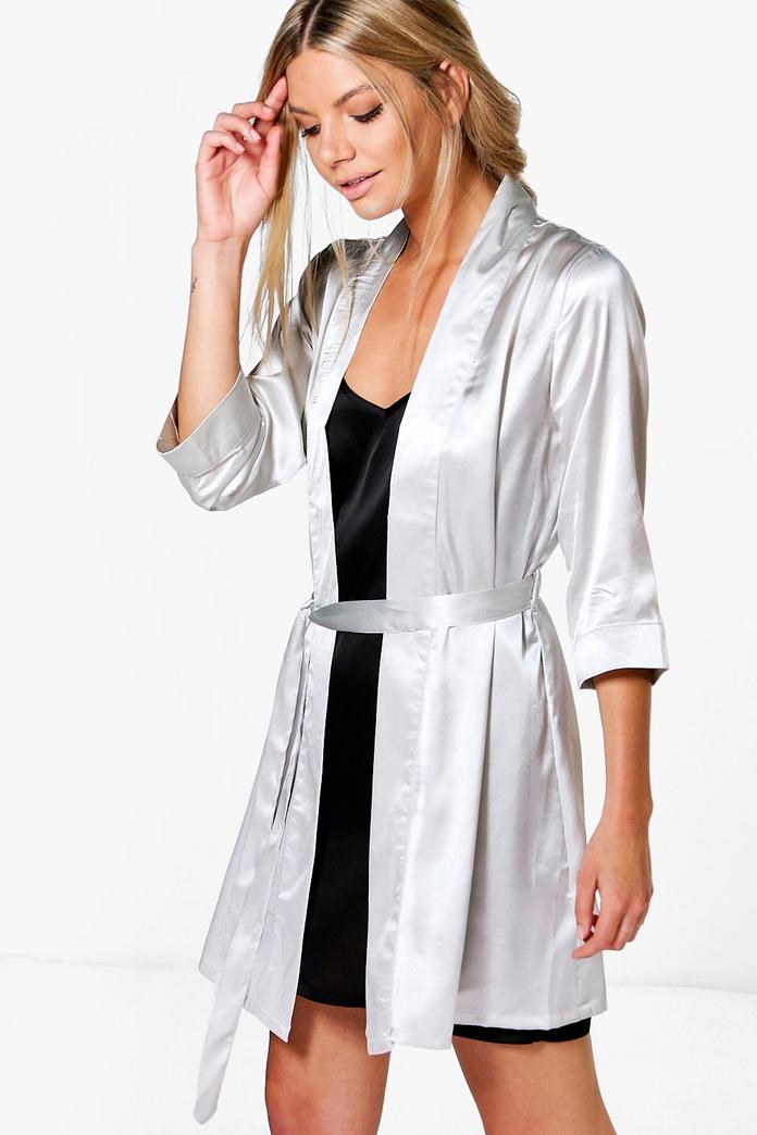 boohoo satin kimono robe