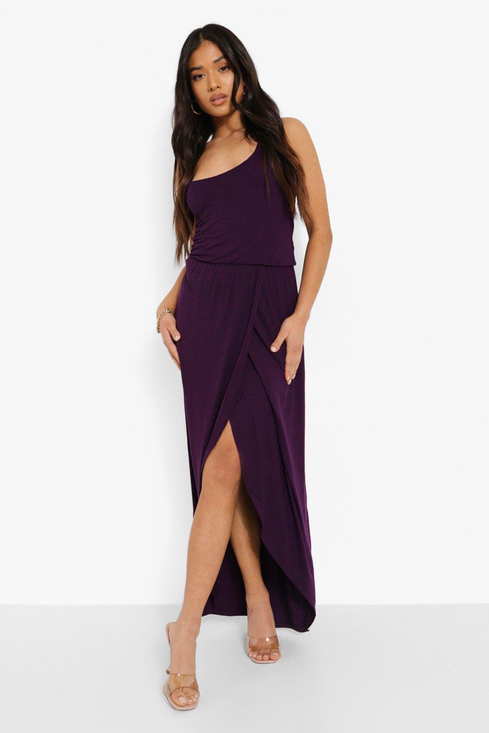 Boohoo Petite Maxi Wikkel Jurk, Indigo