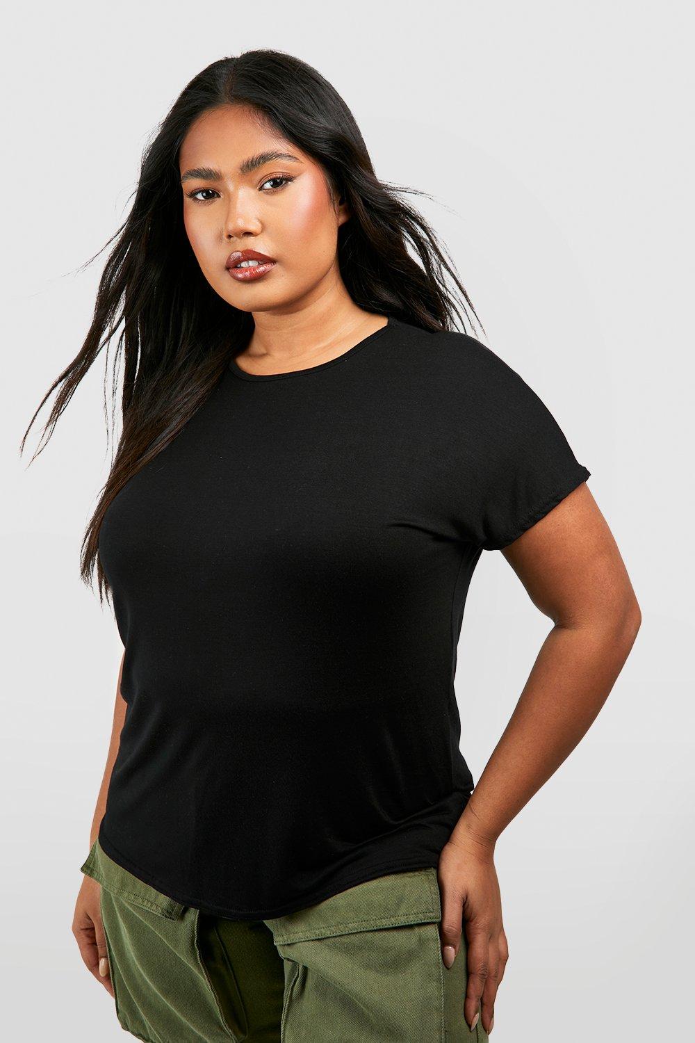 Image of T-shirt Plus Size oversize in fibre riciclate, Nero
