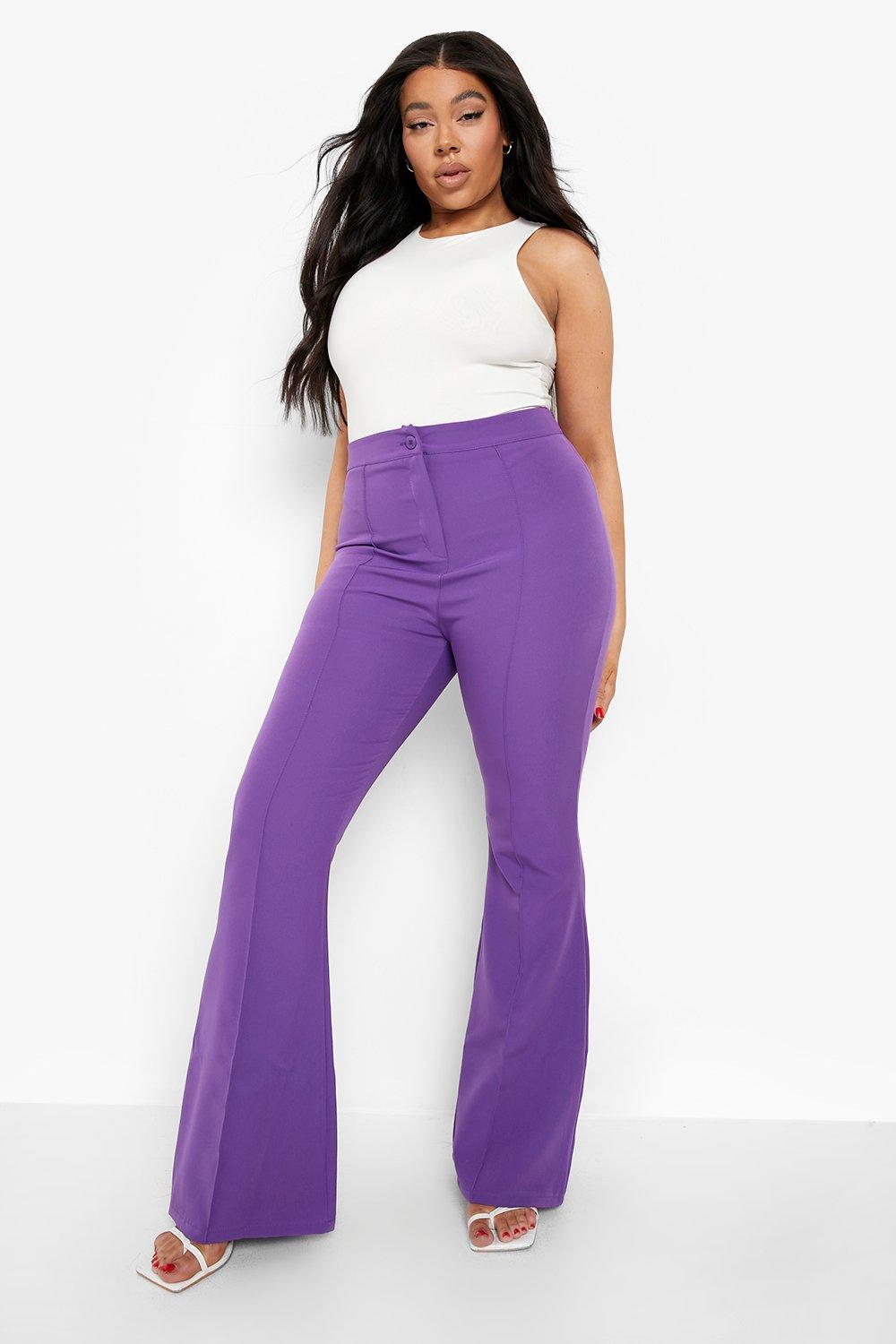 Plus Getailleerde Pantalons, Purple