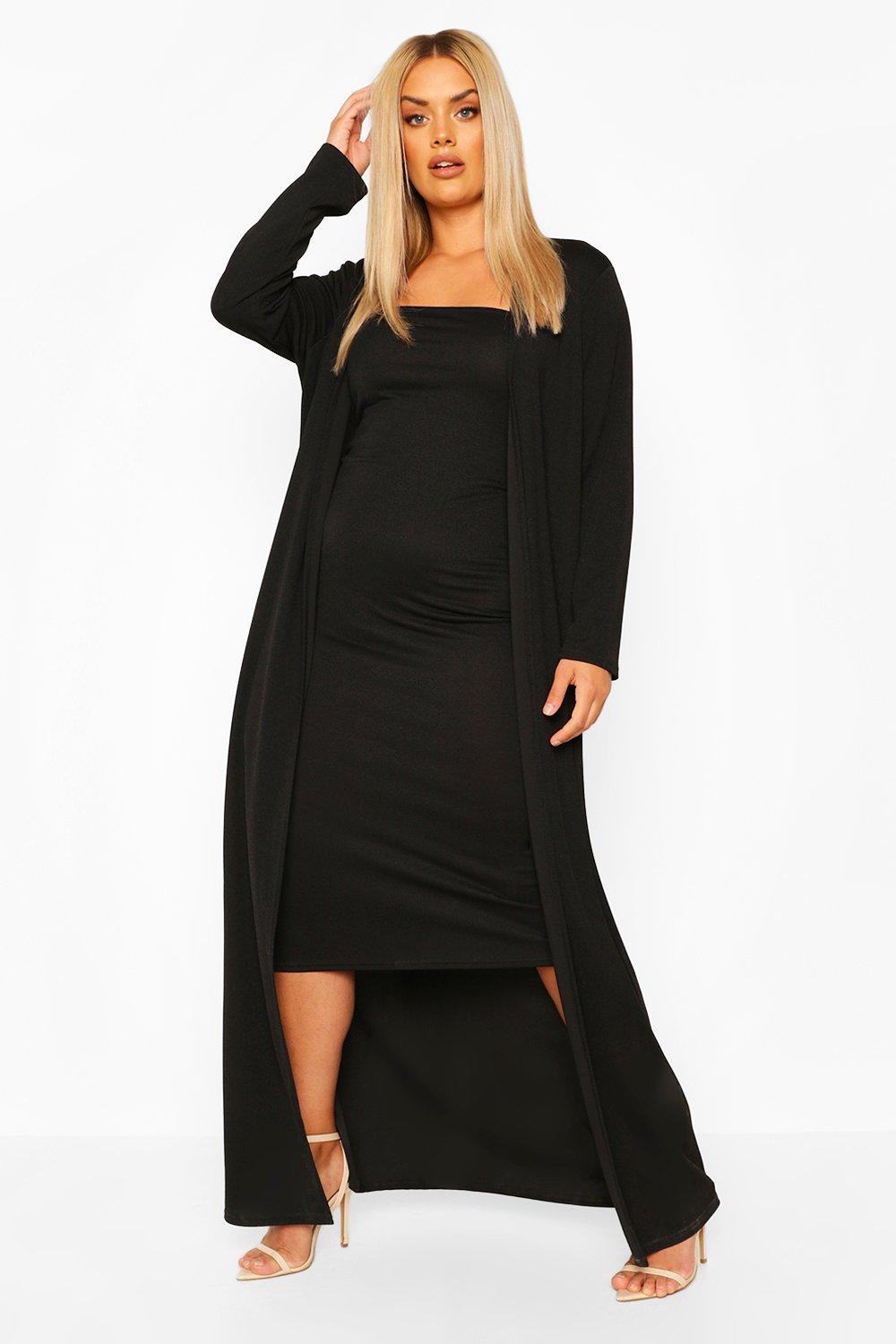 boohoo Womens Plus Bandeau Dress And Duster - Black - 18, Black