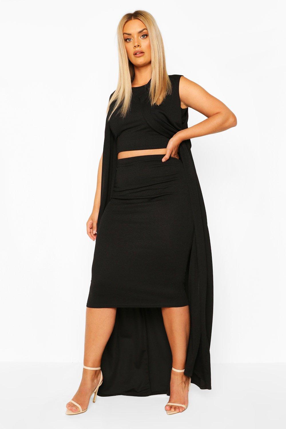 boohoo Womens Plus 3 Piece Duster Set Co-Ord - Black - 20, Black