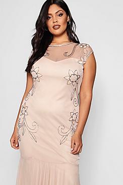 Plus Lorna Boutique Embellished Fishtail Maxi Dress