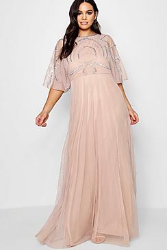 Plus Caitlyn Embellished Angel Sleeve Maxi Dress