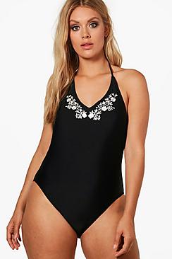 Plus Felicity Floral Embroidered Swimsuit
