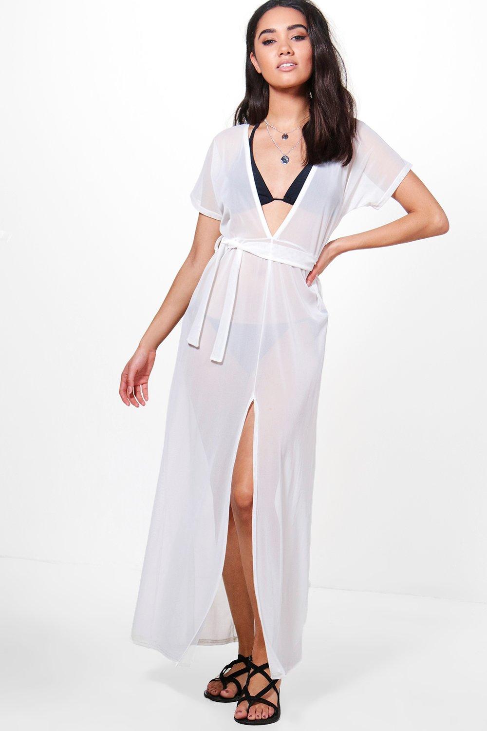 Petite Kayla Mesh Plunge Maxi Dress