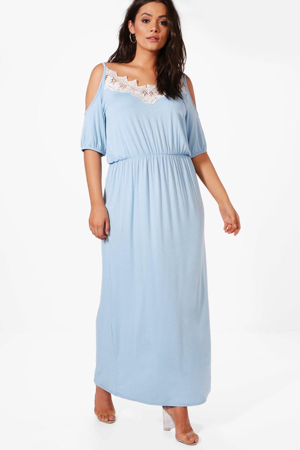 Boohoo Womens Plus Size Faith Lace Cold Shoulder Maxi Dress | eBay