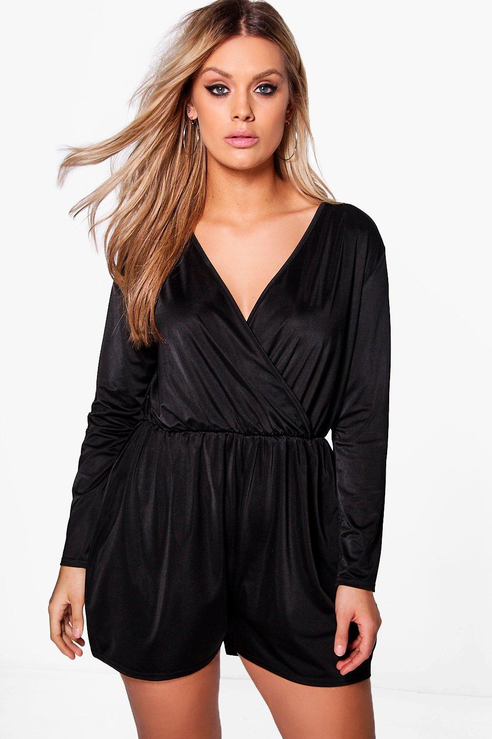 Boohoo Womens Plus Size Charlotte Slinky Plunge Playsuit Ebay 4111