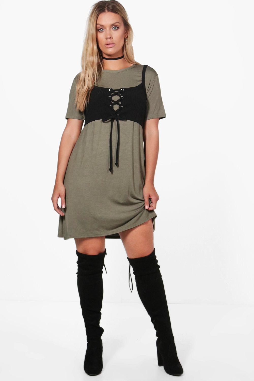 Plus Katie Bralet Detail T-shirt Dress