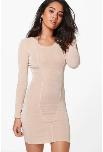 Petite Louisa Long Sleeve Panel Bodycon Dress