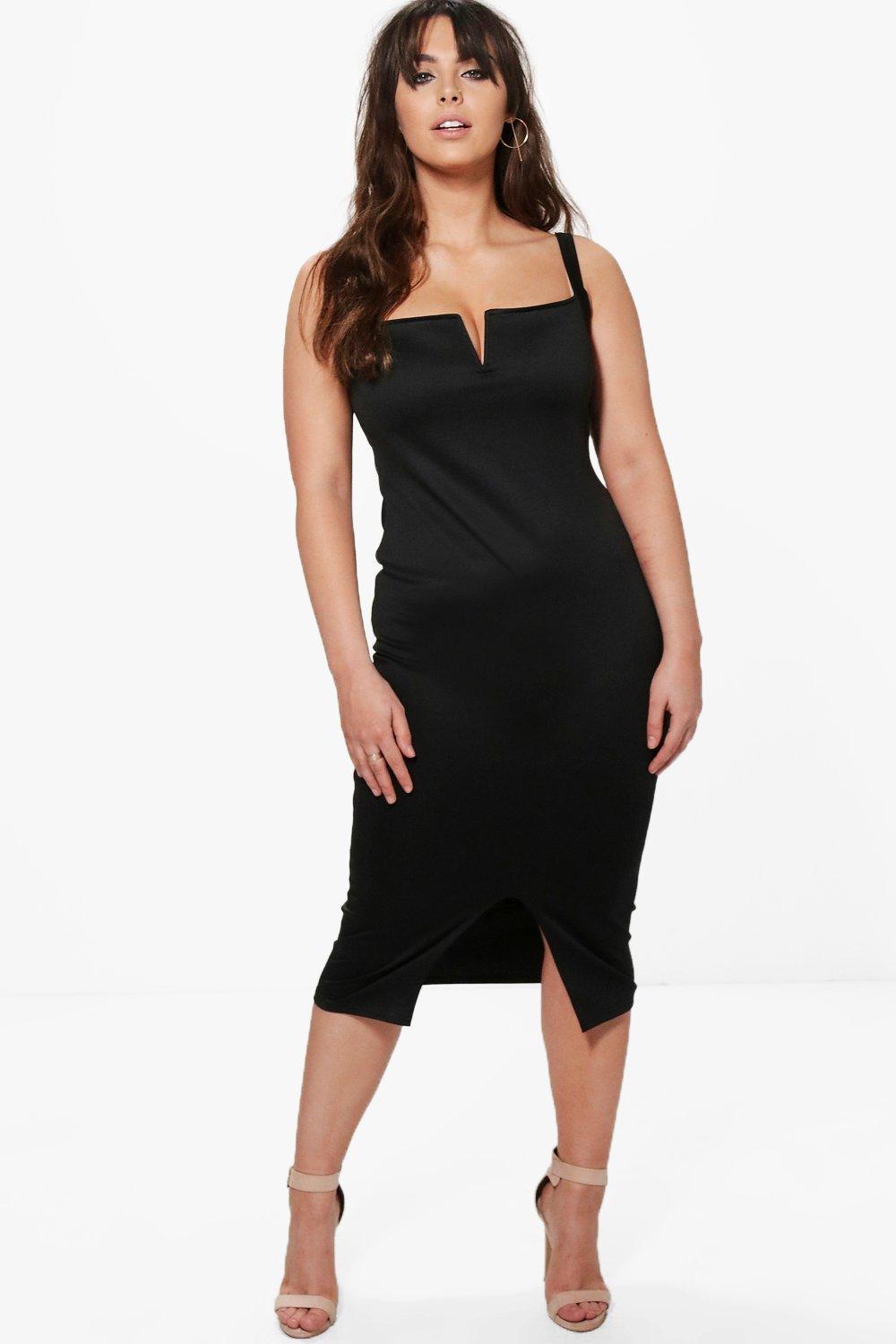 Plus Amber Split Front Midi Dress